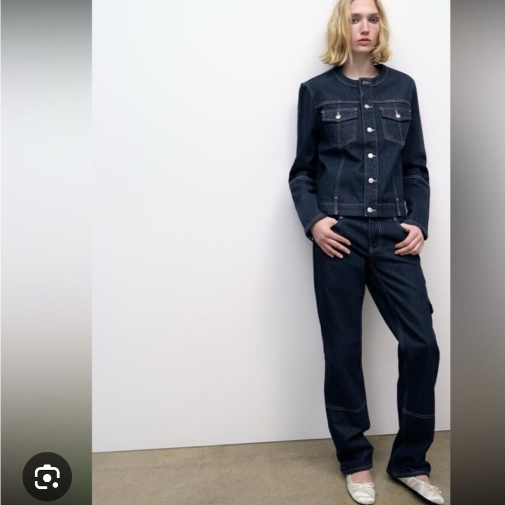 Zara Dark Blue Boyfriend Jeans